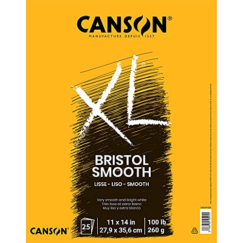 XL Series Bristol Paper, Smooth, Foldover Pad, 11x14 inches, 25 Sheets (100lb/260g) - Artist Paper for Adults and Students - Markers, Pen and Ink