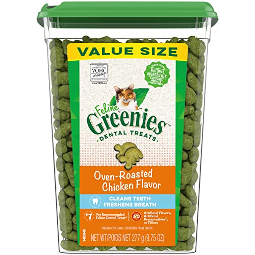 Adult Dental Cat Treats, Oven Roasted Chicken Flavor, 9.75 oz. Tub