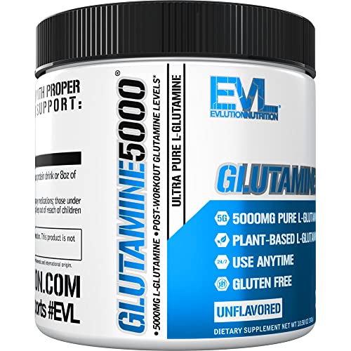 Pure Vegan L-Glutamine Powder Supplement - Nutrition Nitric Oxide Booster 5g L Glutamine Supplement for Post Workout Recovery Enhanced Pumps Gut Health Energy and Immunity - Unflavored