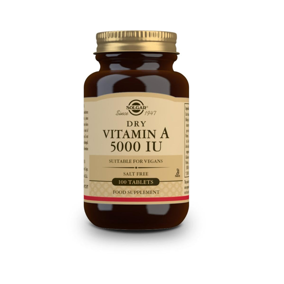 Solgar Dry Vitamin A 1500 mcg (5000 IU), 100 Tablets - Supports Healthy Eyes, Skin & Immune System - Non-GMO, Vegan, Gluten Free, Dairy Free, Kosher - 100 Servings