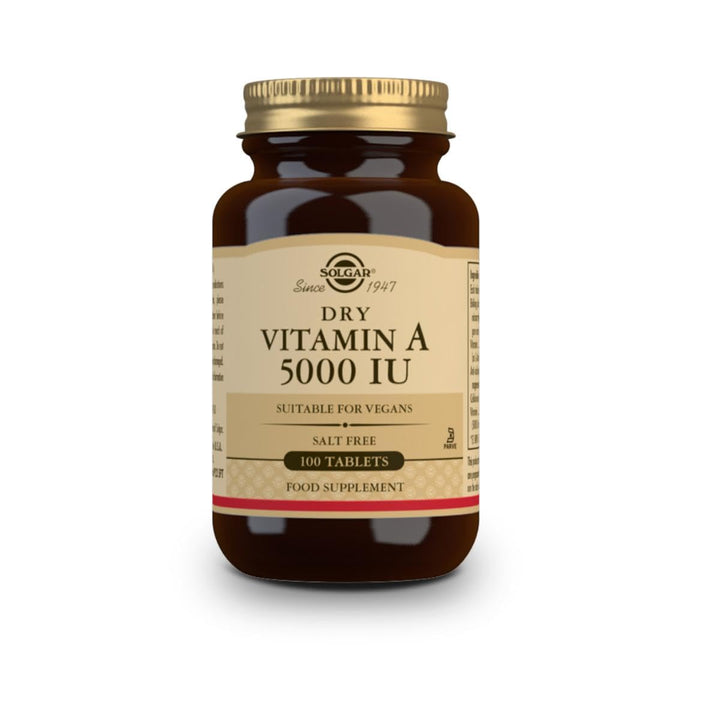 Solgar Dry Vitamin A 1500 mcg (5000 IU), 100 Tablets - Supports Healthy Eyes, Skin & Immune System - Non-GMO, Vegan, Gluten Free, Dairy Free, Kosher - 100 Servings