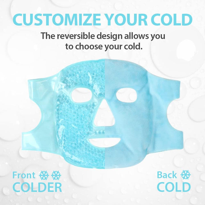 Gel Face Mask Cold Face Eye Mask Gel Beads Hot Cold Compress Therapy for Puffy Eyes, Migraines Relief, Skin Care, Puffiness, Acne - Blue