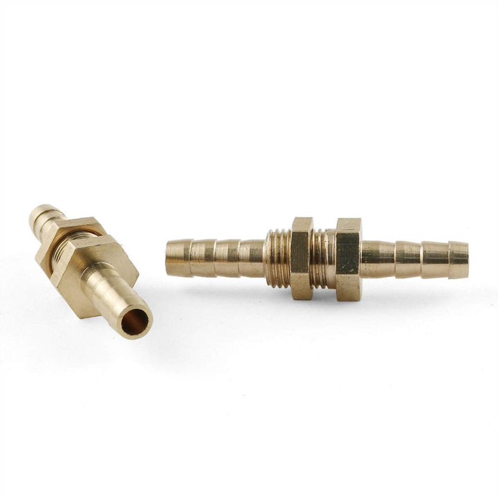 Straight Barbed Connector 2PCS 1/4Inch ID Hose Barb Bulkheads Hex Union Brass Barbed Fitting Connectors with Flat Washer
