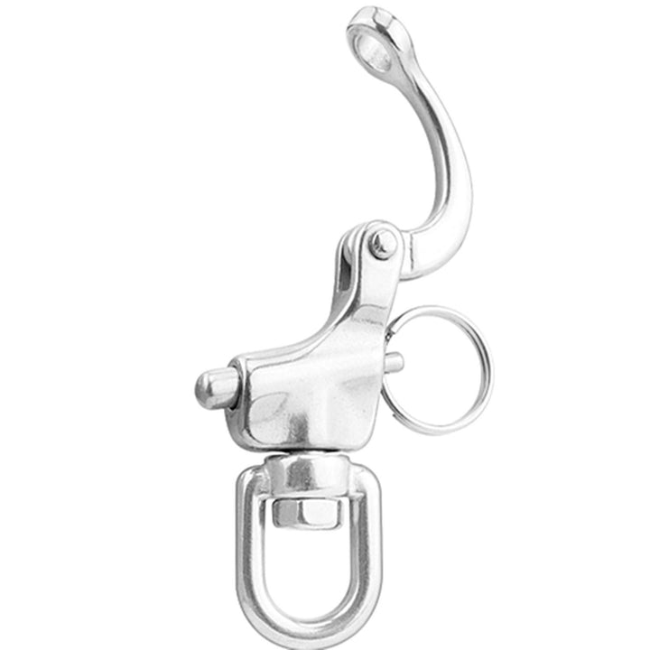 NRC&XRC Pair 5IN(128mm) Jaw Swivel Eye Snap Shackle Quick Release Bail Rigging Sailing Boat Marine Stainless Steel Clip Pair