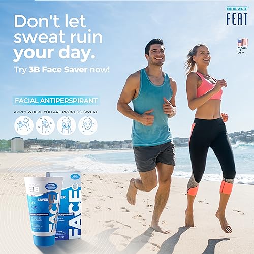 3B Face Saver Antiperspirant Gel for Facial Perspiration & Shine, White and Blue, 1.76 Fl Oz