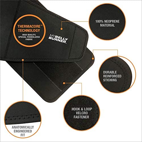 Belly Burner Weight Loss Belt, Black, One-Size Fits All