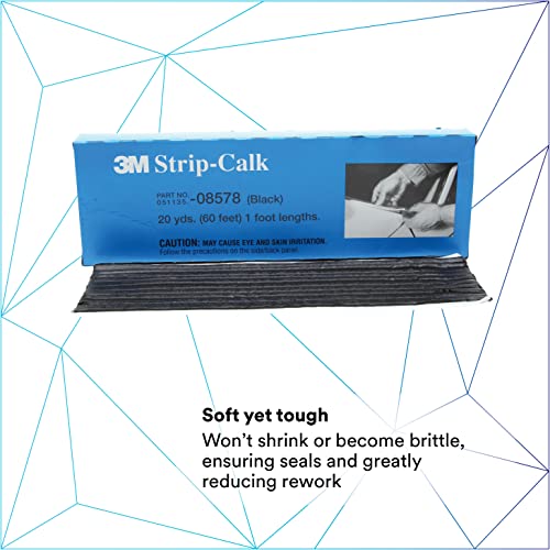 Strip Calk, 08578, 1 ft Strips, Black, Soft Butyl Rubber, Permanent Elasticity, Joint Filling, Trunk Seams, 60 Pack