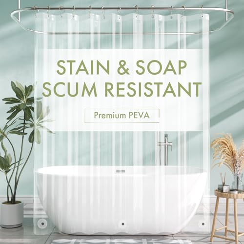 Shower Curtain Liner, 72x72 Clear Shower Curtain Liner, Waterproof Plastic Shower Liner, Cute Lightweight PEVA Shower Curtain for Bathroom with 3 Magnets and 12 Rustproof Metal Grommets