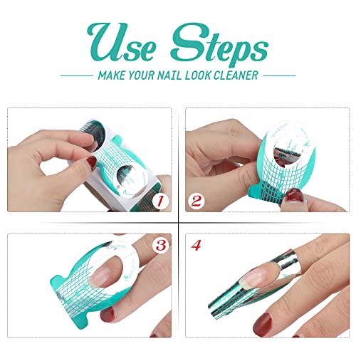 Nail Forms, Nail Art Tip Shape Guide Stickers Acrylic Gel Manicure Extension Tool (1 Roll - 500 PCS - Green)