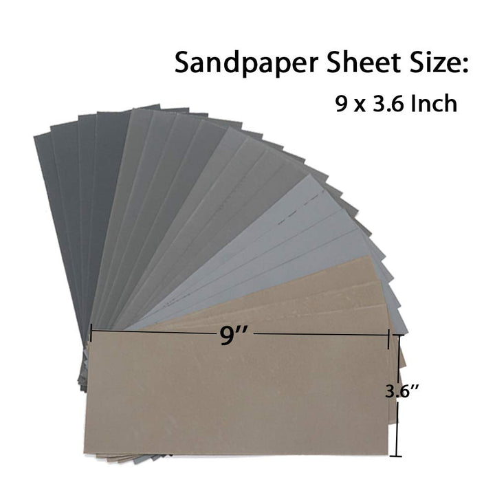20Pcs Wet Dry Sandpaper, High Grit 1000 2000 3000 5000 7000 Sandpaper Sheets Assortment for Wood Metal Polishing Automotive Sanding, 9 x 3.6 inch