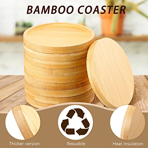 10 Pcs Round Bamboo Coasters for Planters Small Plant Saucer 3.74 Inch Bamboo Planter Drink Saucer Trays DIY Resin Coasters Gifts Tabletop Planters Protection Home Office Decoration