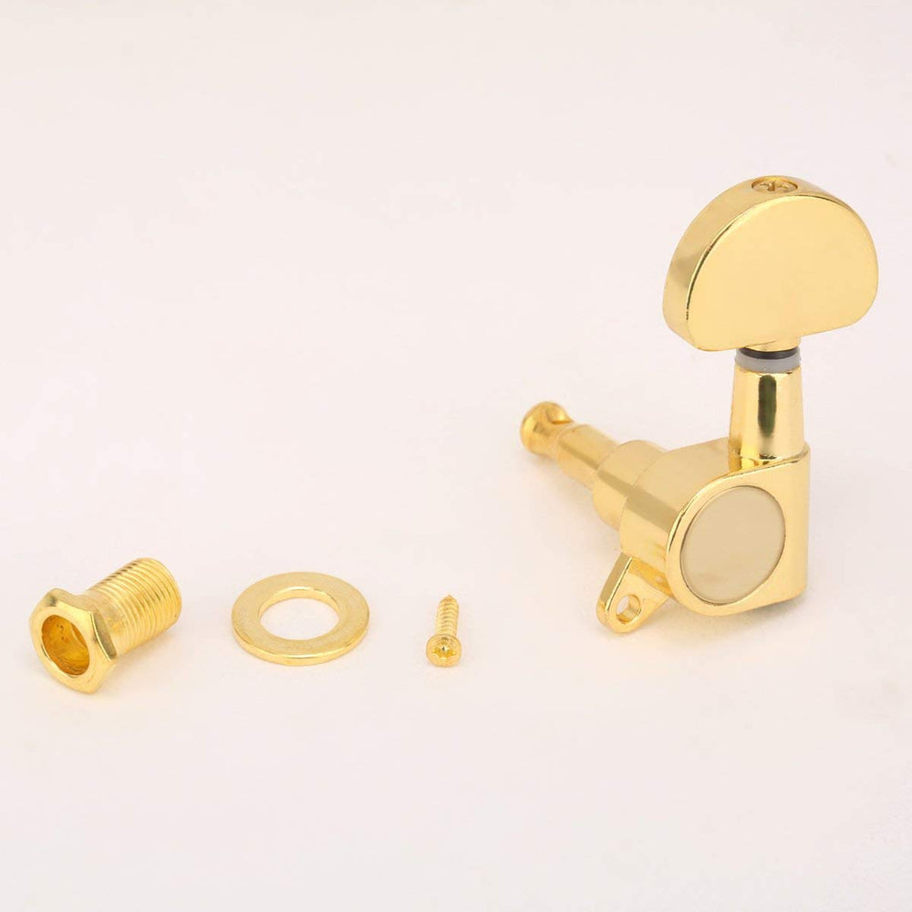 3+3 Half Moon Button Guitar Sealed Tuners Tuning Key Pegs Machine Head Set, Gold