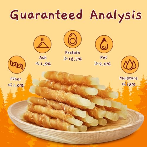 Rawhide Free Treats for Dogs, Chicken Wrapped Cod Sticks Dog Treats, Soft Chewy Treats for Training Rewards, 10.6 oz (Chicken)