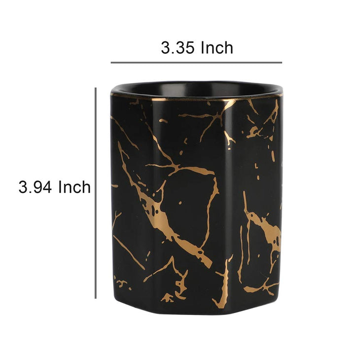 Ceramic Desk Pen Holder Stand Marble Pattern Pencil Cup Pot Desk Organizer Makeup Brush Holder (Gray A)
