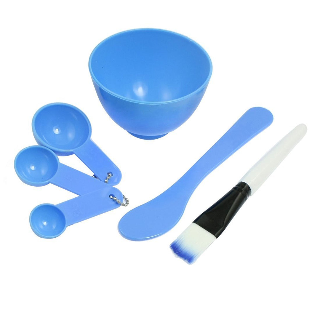 4 in 1 Women Girl Lady Facial Skin Care DIY Mask Make Up Mixing Tool Set Kits Include Bowl Stick Brush Gauge Spoon (Blue)