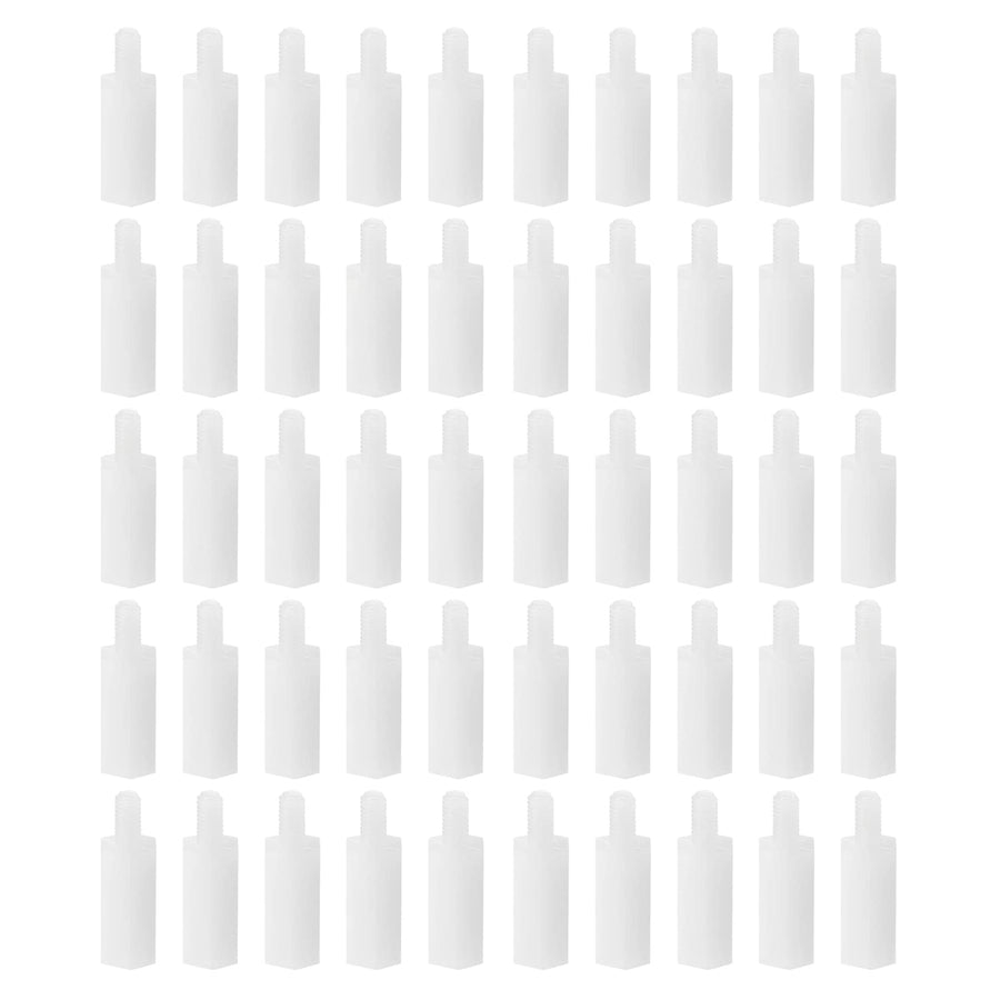 50 Pcs M3 Standoff Screws, Nylon Hex PCB Standoffs with High Insulation Effect, Keep Height Consistent, Great for Motherboard (White, 10mm+6mm)