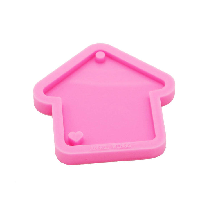 Shiny Glossy Christmas House Shape Resin Keychain Mold Epoxy Resin Silicone Molds Key Ring Pendant Molds Resin Home Decoration Mould for DIY Cute House Clay Mold Chocolate Fondant Molds