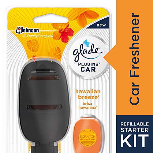 Glade PlugIns Car Air Freshener Starter Kit, Hawaiian Breeze, 0.11 Fl Oz