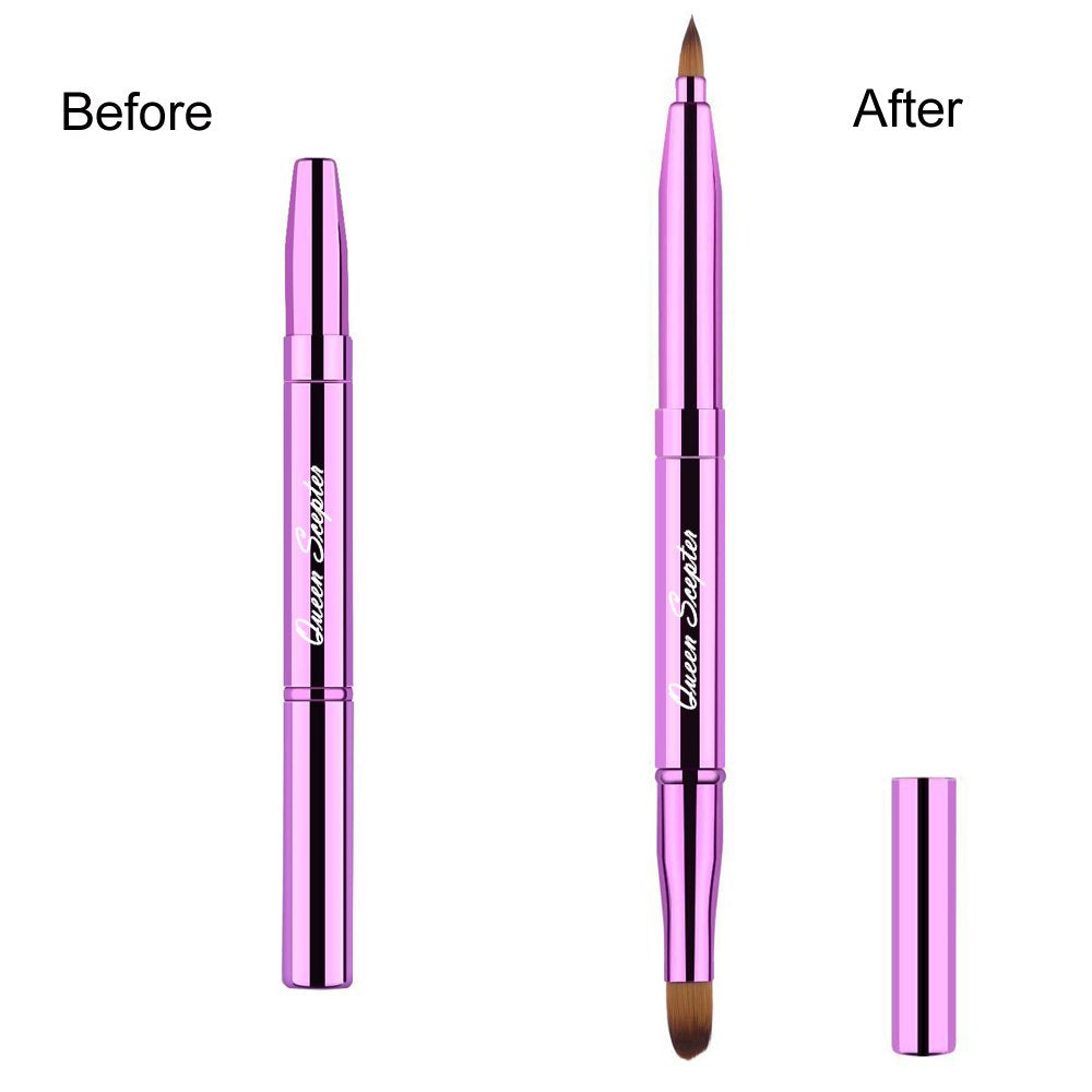 2 Pieces Retractable Eyebrow Lip Brush Soft Eyelash Makeup Brush Set With Cap Concealer Eyeliner Travel Cosmetic Brushes