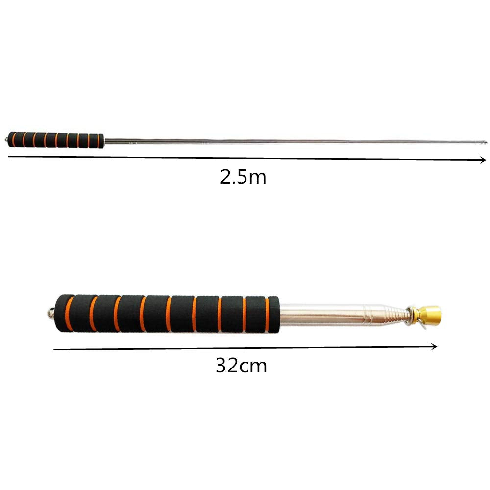 2.5 M Telescopic Handheld Flagpole Extendable Tour Guide Flag Pole Teaching Pointer Stick with Anti-Slip Grip for Teaching Tour Groups Camping Outings