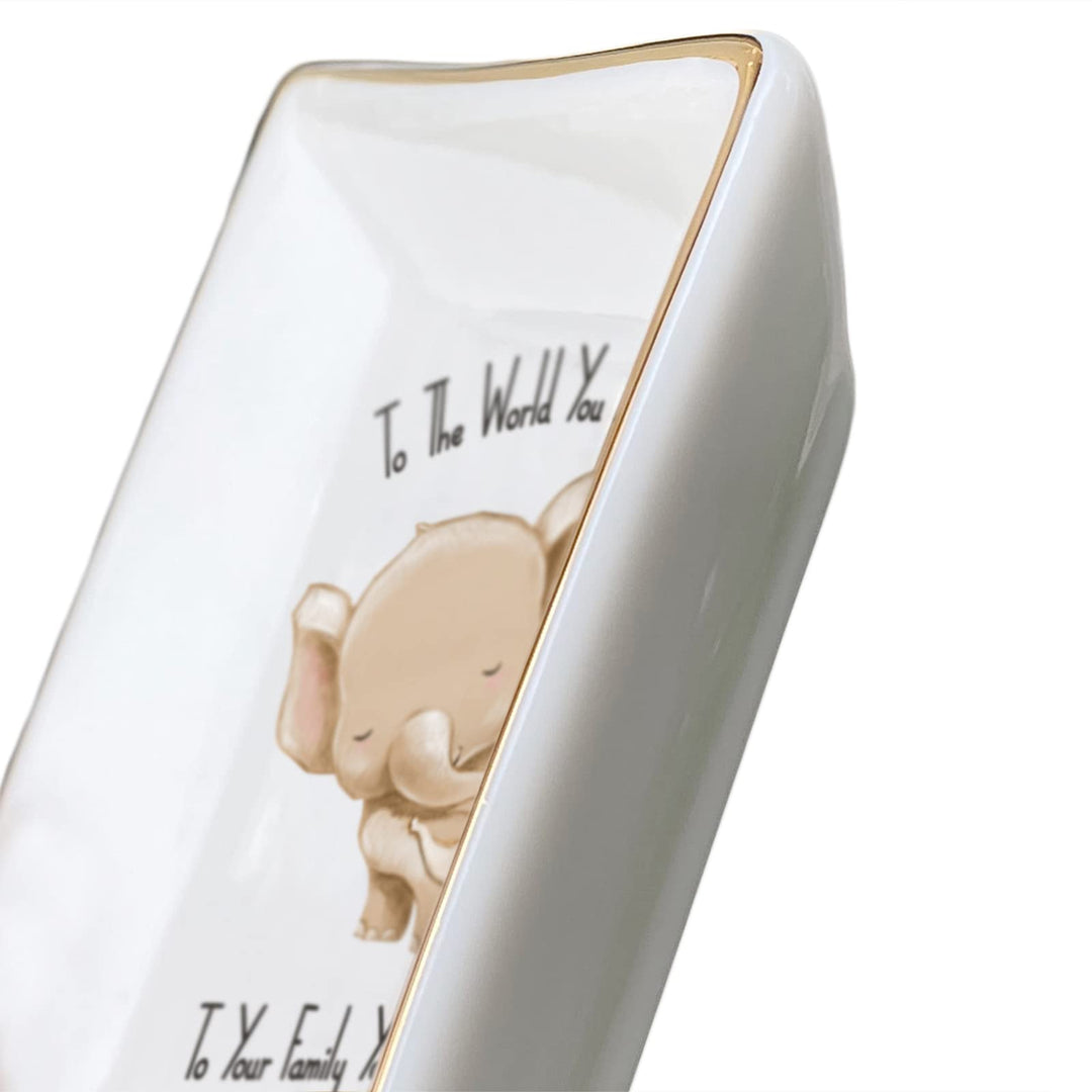 Mother's Day Gifts for Mom Elephant Ring Dish Holder Trinket Tray- to The World You are A Mom, But to Our Family You are The World