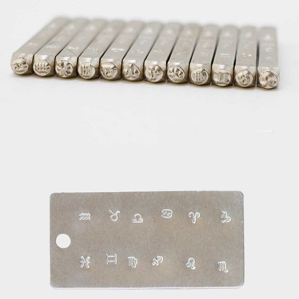 12 Packs (3mm 1/6) Constellations Theme Design Metal Stamp Punch, Punch Stamping Tool, Metal Stamping Kit Punch for Imprinting On Metal/Jewelry/Wood/Plastic&More