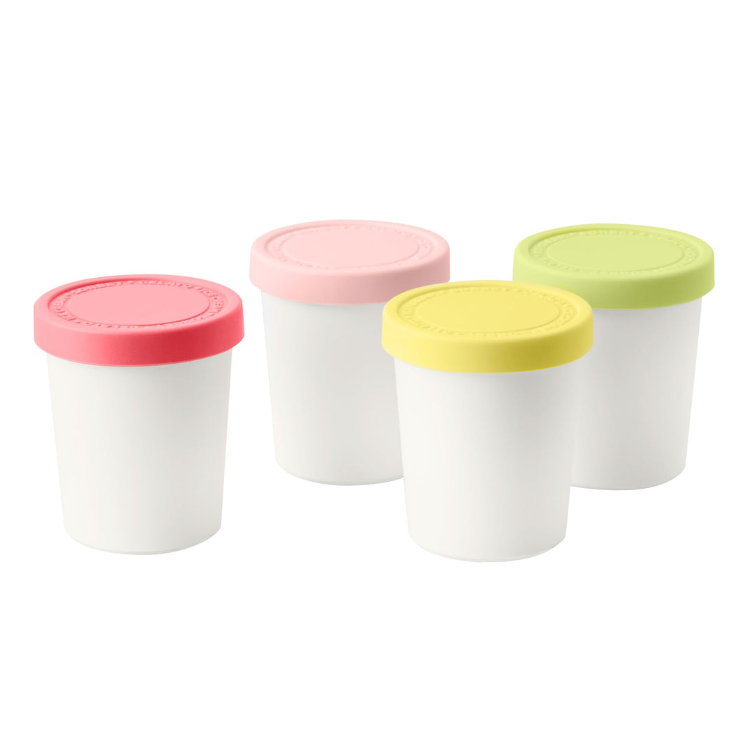 Sweet Treat, Reusable Ice Cream Container for Homemade Ice Cream, Assorted Set of 4 - 6 Oz Stackable Storage Tubs with Silicone Lids for Freezer - BPA-Free & Dishwasher-Safe