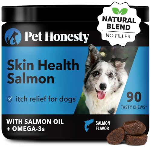 Skin Health Salmon Chews - Itch Relief for Dogs, Omega 3 Fish Oil for Dogs, Natural Salmon Oil for Dogs Chews for Healthy Skin & Coat, May Reduce Shedding, Dog Fish Oil Supplements - 90 Ct