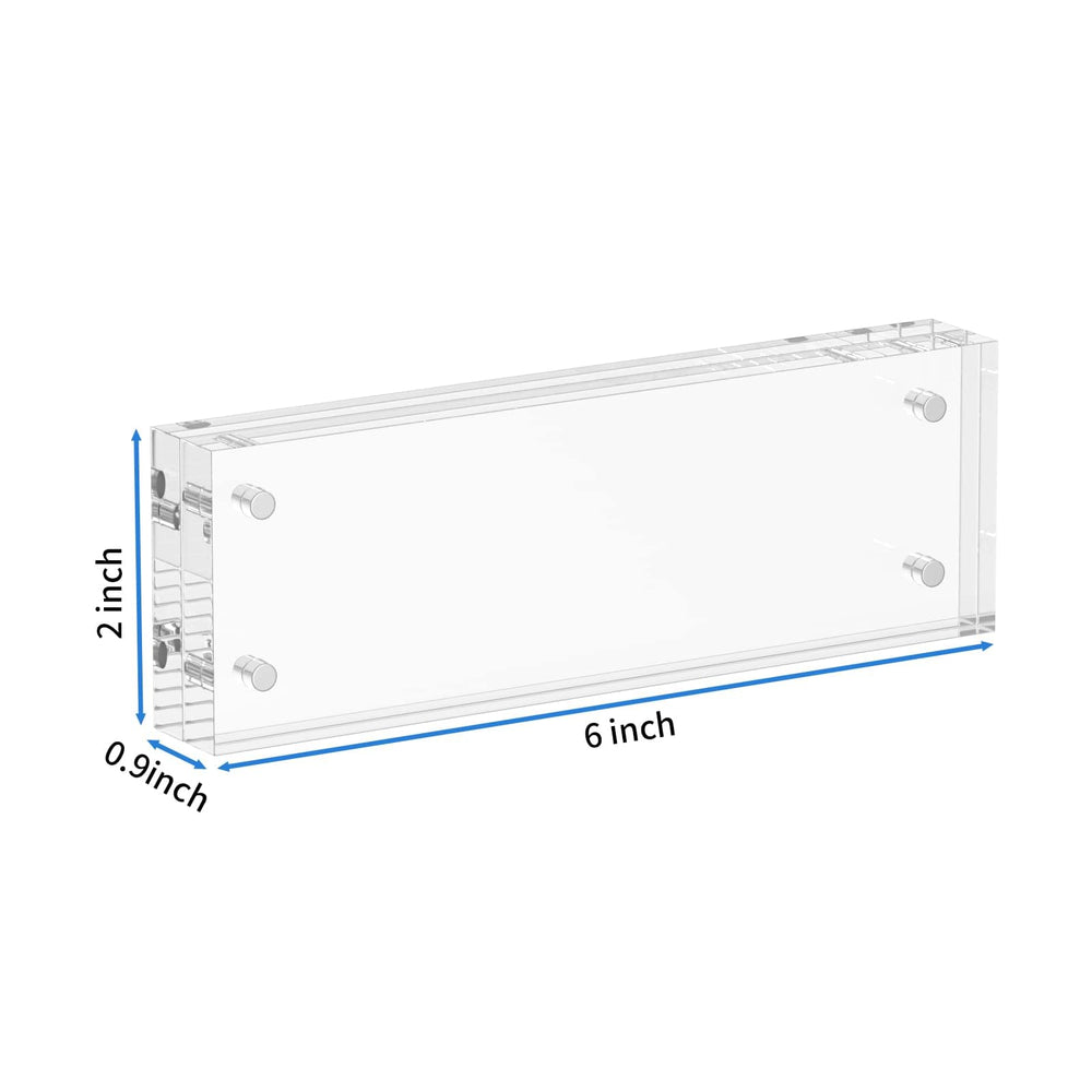 Photo Booth Acrylic 2x6 Picture Frame, Double Sided Mini Block Desktop Display