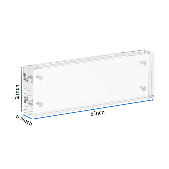 Photo Booth Acrylic 2x6 Picture Frame, Double Sided Mini Block Desktop Display