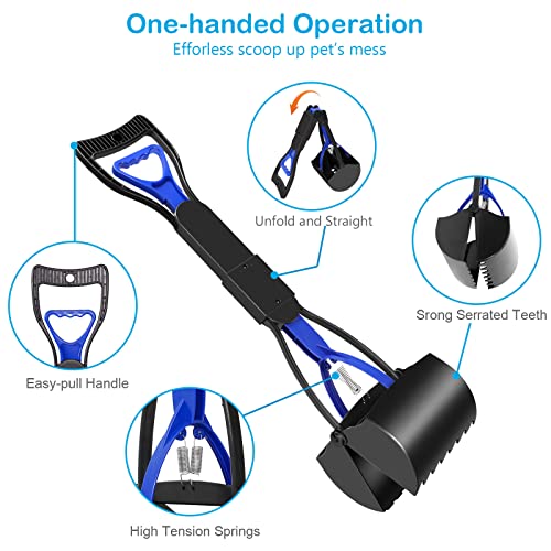 Pooper Scooper for Large Small Dogs, Folding Dog Poop Scooper, Durable Spring and Premium Materials,Easy to Use for Grass, Dirt, Gravel Pick Up Shovel