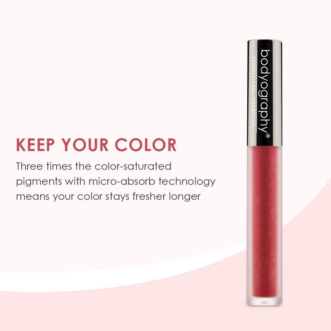 Metallic Liquid Lipstick (Strawberry): Bright Red Salon Makeup Long-Wearing Lipstick w/Sheen | Vegan, Gluten-Free, Cruelty-Free, Paraben-Free