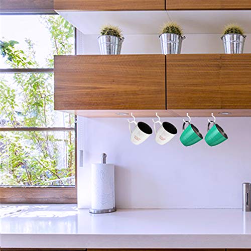 12 Pack Vinyl Coated Ceiling Hooks,Screw-in Mug Hooks,Multi-Function Wall Hooks Kitchen Hooks Cup Hooks for Indoors Outdoors (White, 2 Inch)