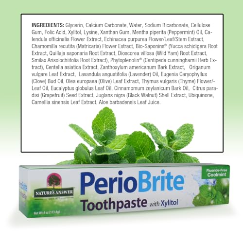 Nature's Answer Periobrite Toothpaste, 4 Ounce | Whitens Teeth | Freshens Breath | Removes Plaque | Minimizes Dry Mouth