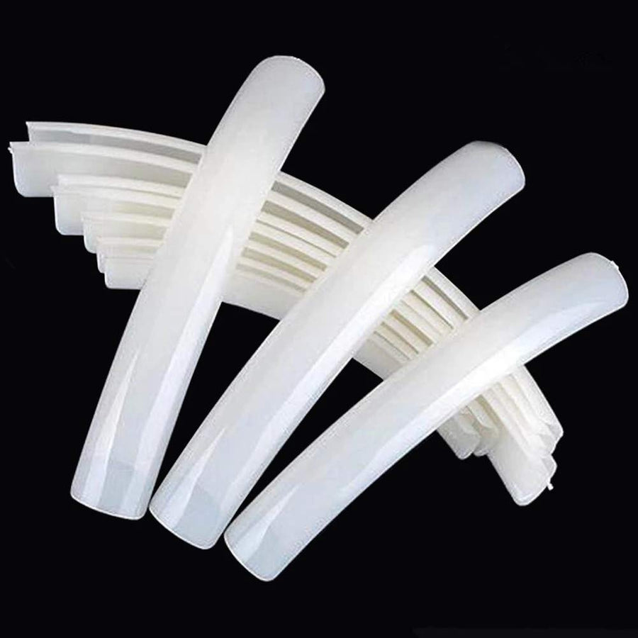 Natural: 100pcs White/Clear/Natural Extra Long Curve Nail Tip UV Gel French Acrylic False Nail Art Salon long Tips (Natural)