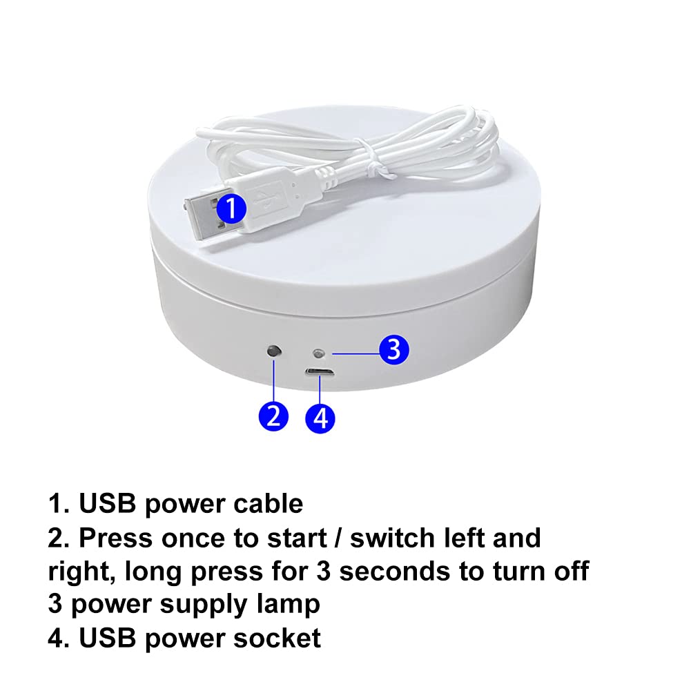 Electric Rotating Display Stand, 360 Degree Motorized Rotating Turntable Display Stand with USB Power Cable for Photography Products and Shows, Jewelry, Watch, 3D Models