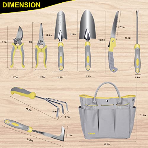 Garden Tool Set, 10 Piece Stainless Steel Heavy Duty Gardening Tool Set for Digging Planting Pruning Gardening Kit with Durable Bag Gloves Gift Box Ideal Garden Gifts for Women Men