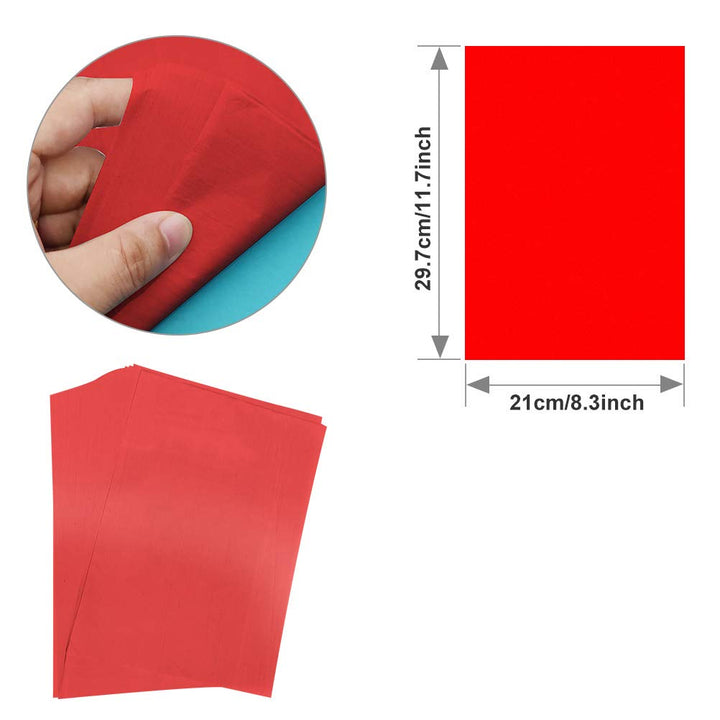 50Pcs Red Carbon Transfer Paper with 5Pcs Colorful Embossing Stylus,Transfer Carbon Graphite Copy Paper Tracing Paper for Canvas/Fabric/Paper/Wood/DIY Woodworking/Hand Painting(11.7x8.3 inch)
