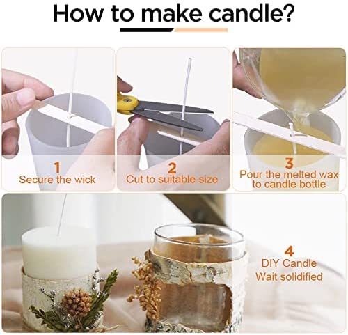 4 Cotton Candle Wick 100 Piece Pre-Waxed Candle Wicks for Candle Making,Thin Lx Wicks