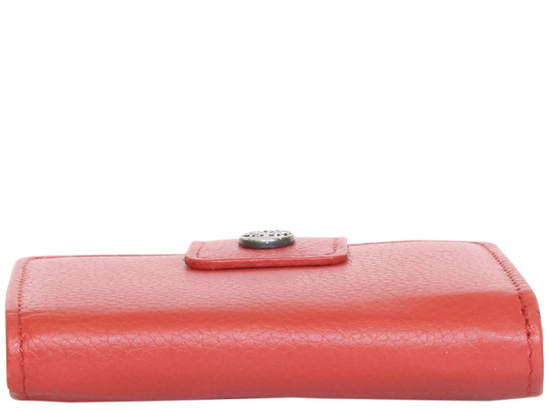 Women's Leather RFID Small Indexer Wallet Billfold, Red, One Size