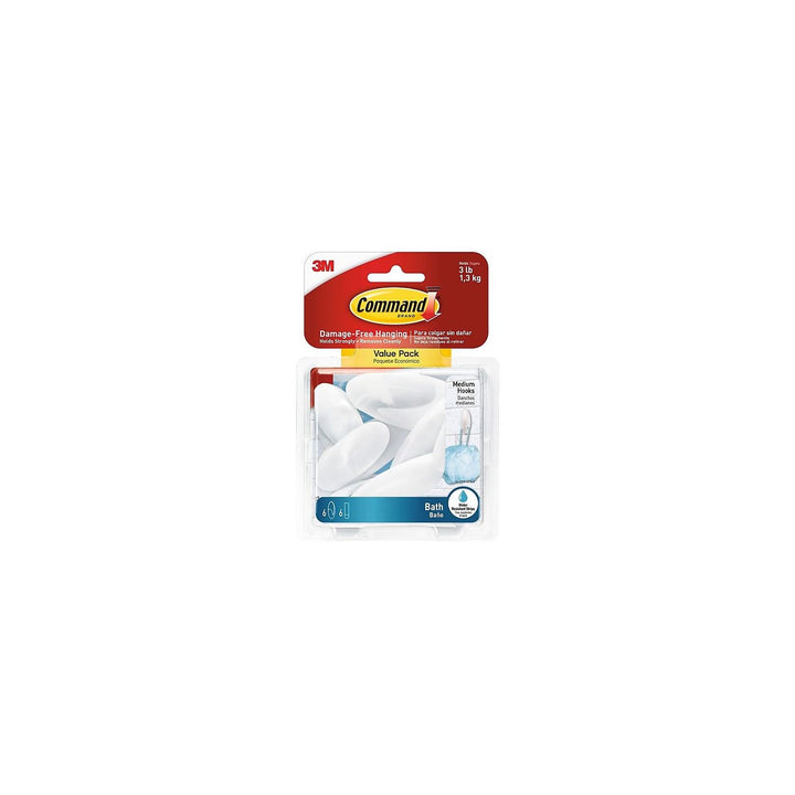 BATH18-6ES-INACT Organize Damage-Free Bath Towel Hook Value Pack, Medium, Frosted