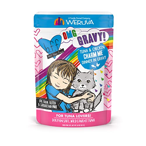 B.F.F. OMG - Best Feline Friend Oh My Gravy! Tuna & Chicken Charm Me with Tuna & Chicken in Gravy Cat Food, 3oz Pouch (Pack of 12)