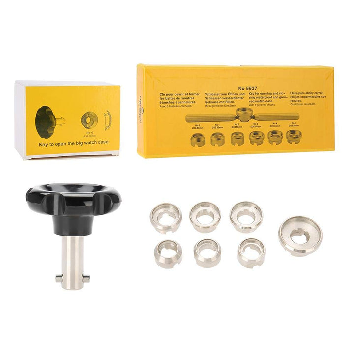 Watch Repair Tool & Kits, Watch Opener Tool 5537 Watch Back Case Opener Closer Remover Watch Battery Replacement Tool Watch Case Back Opener for Watch Watchmaker Repair Tool with 7 Grooved Chucks