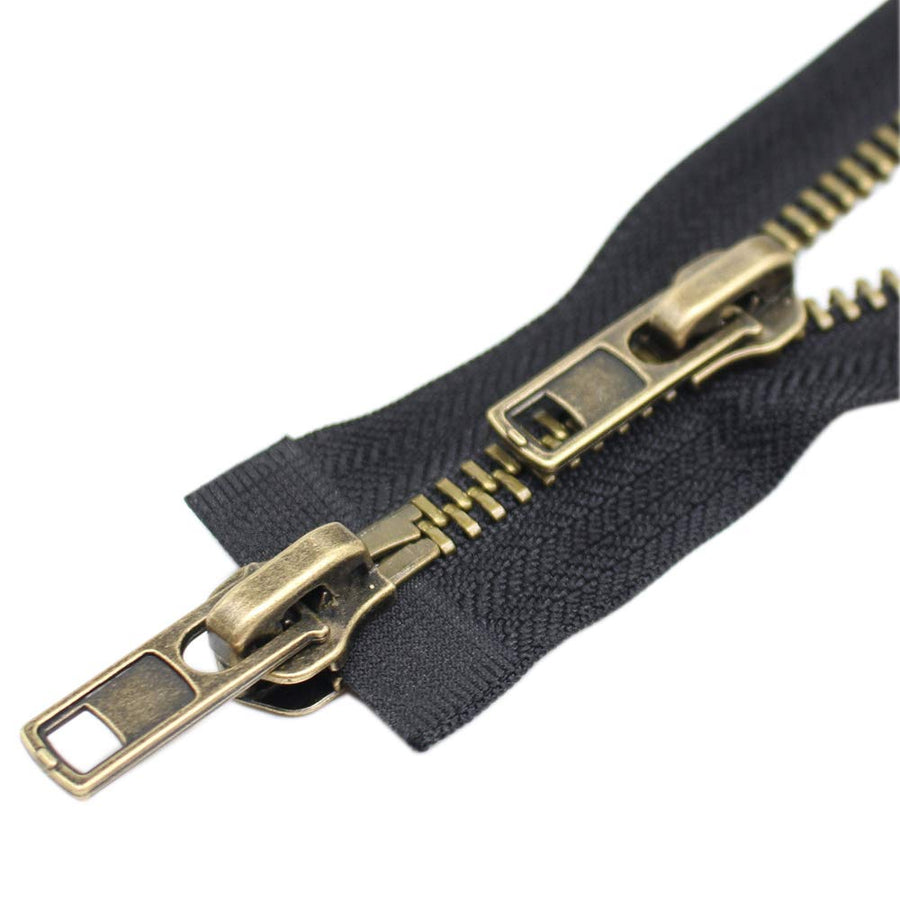 #8 30 Inch Two Way Separating Jacket Zipper Large Antique Brass Metal Zippers for Jackets Coats Sewing Crafts (30 TW Anti-Brass)