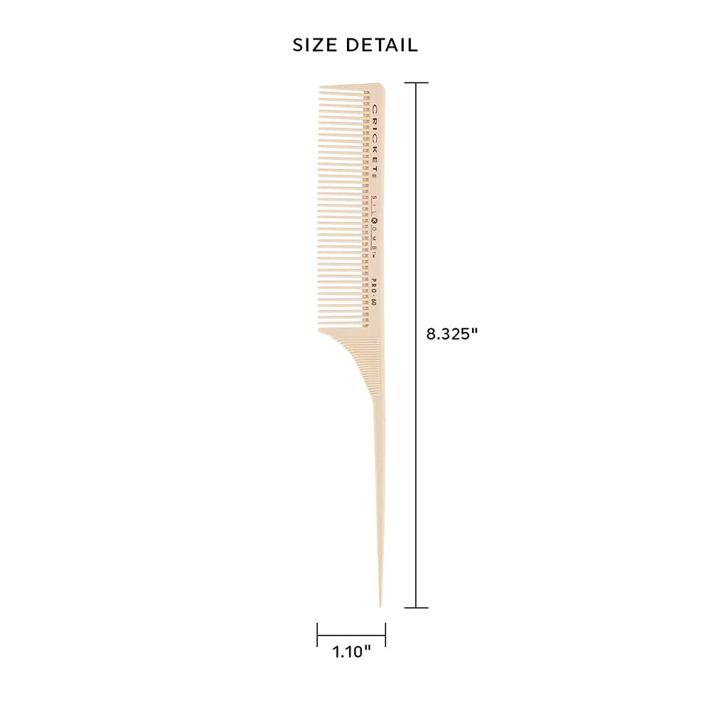 Silkomb Pro-60 Medium Tooth Rattail Professional Hair Stylist Comb for Teasing Sectioning Parting Lifting Styling Coloring Hair
