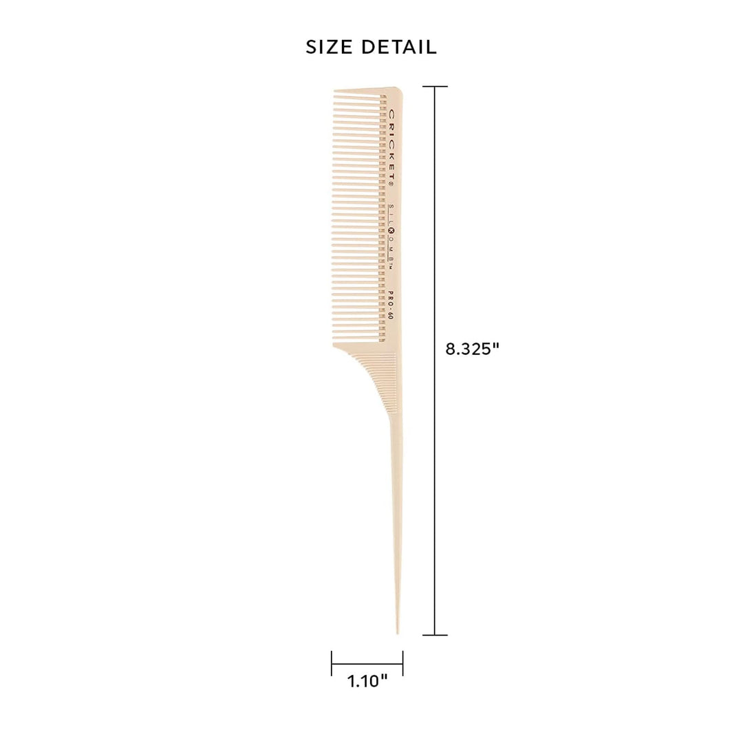 Silkomb Pro-60 Medium Tooth Rattail Professional Hair Stylist Comb for Teasing Sectioning Parting Lifting Styling Coloring Hair