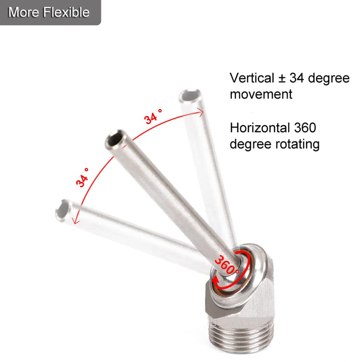 2 Pcs 1/4 PT x 10/30/50mm Coolant Pipe Adjustable 304 Stainless Steel Screw-in Coolant Nozzle High-Pressure Water Oil Cooling Tube for Lathe, Milling, CNC Machine (10mm)
