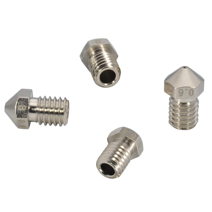 3D Printer M6 Thread Plated Wear Resistant V6 Nozzle 0.25 0.4 0.6 0.8 Compatible with 3.0mm V5 V6 Hotend Titan Aero extruder Ultimaker 2+ Extended Olsson Block Hotend (1x0.25+1x0.4+1x0.6+1x0.8mm)