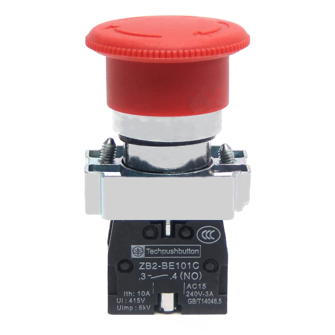 22mm Red Mushroom Emergency Stop Push Button Switch 660V 10A Self-Locking 1NO NC Emergency Stop Switch LAY7