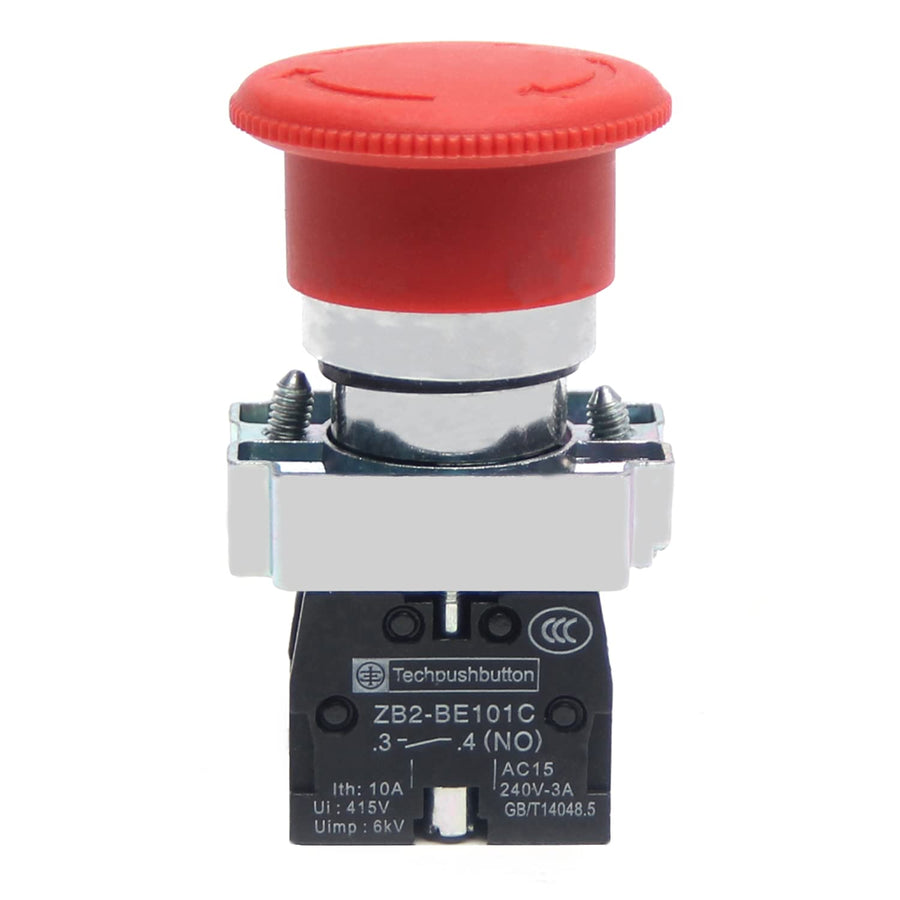22mm Red Mushroom Emergency Stop Push Button Switch 660V 10A Self-Locking 1NO NC Emergency Stop Switch LAY7